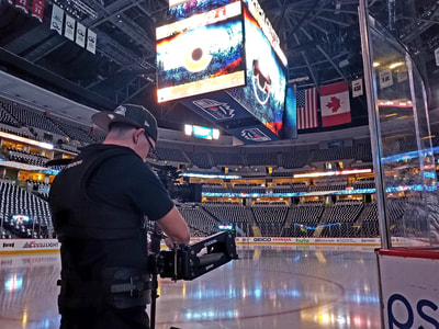 Alan Meyer operating steadicam at Pepsi Center for NHL Playoffs